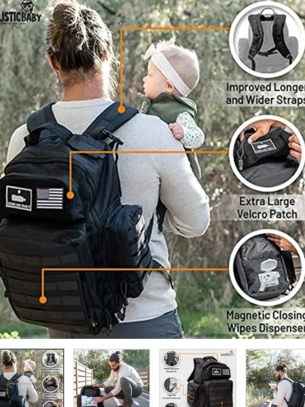 New With Tags Bolder Baby tactical Military Style Backpack Diaper Bag Dads Moms
